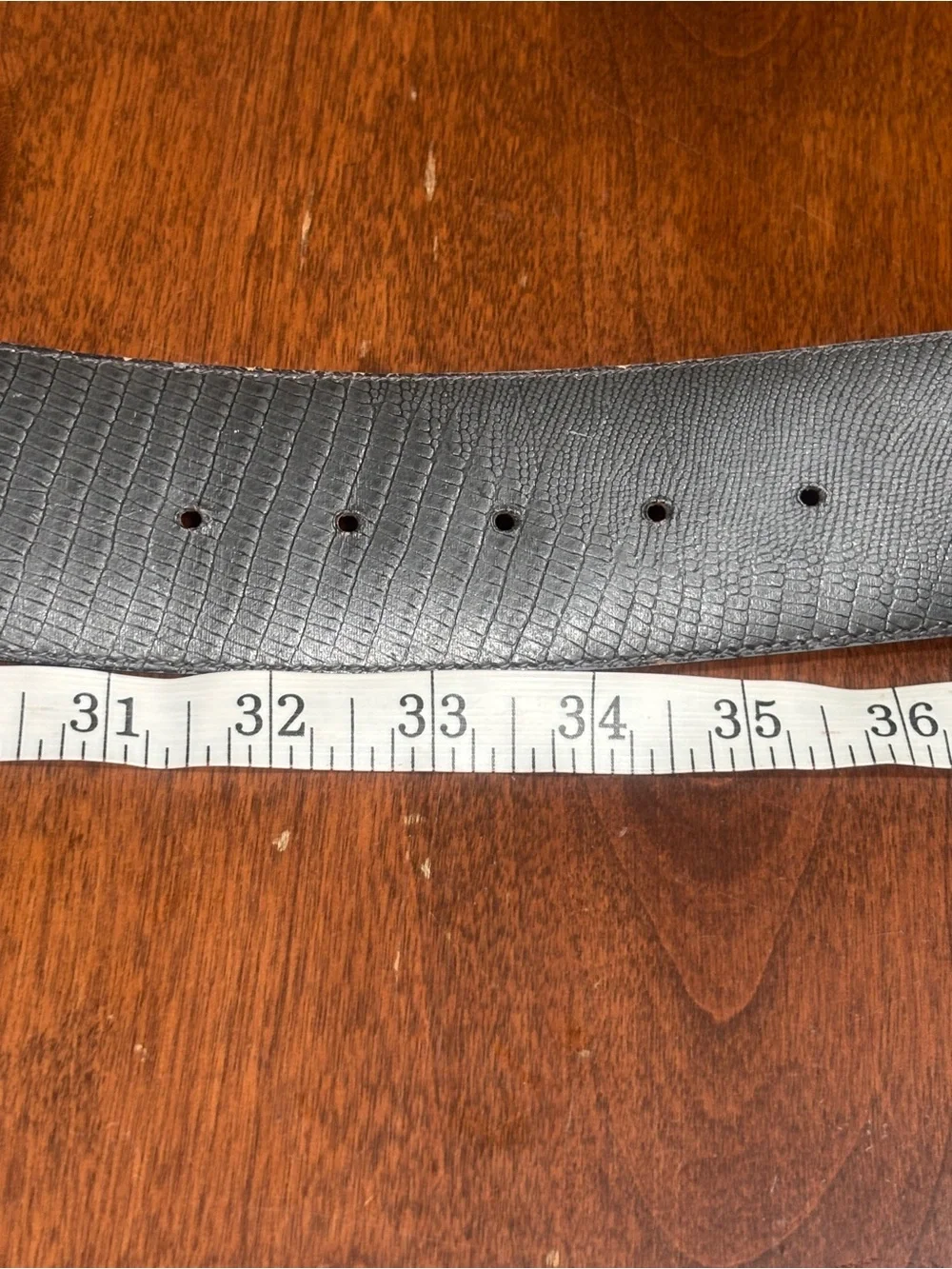 Vintage 90s Wide Black Lizard Embossed Leather Belt